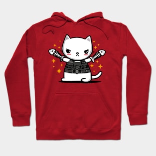 Funny Cute Zombie Slaying Cat Parody Kitty Cat Cartoon Hoodie